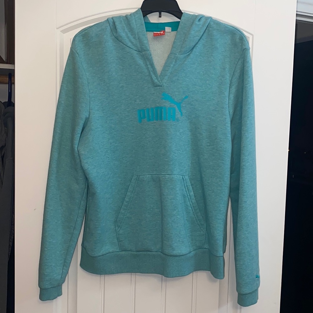 Puma hoodie, teal color, size XL